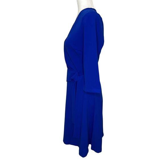 GRACE KARIN Womens Blue Faux Wrap V Neck Pleated Stretchy Dress Small NWT - Picture 2 of 7